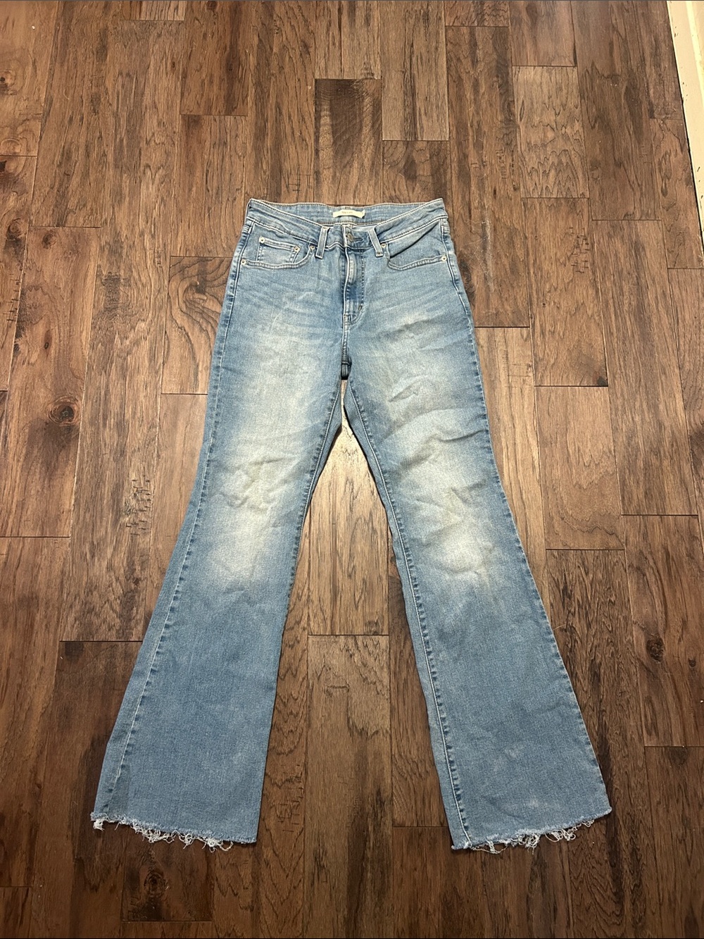 Levi's Light Wash Wide Leg Jeans with Frayed Hem